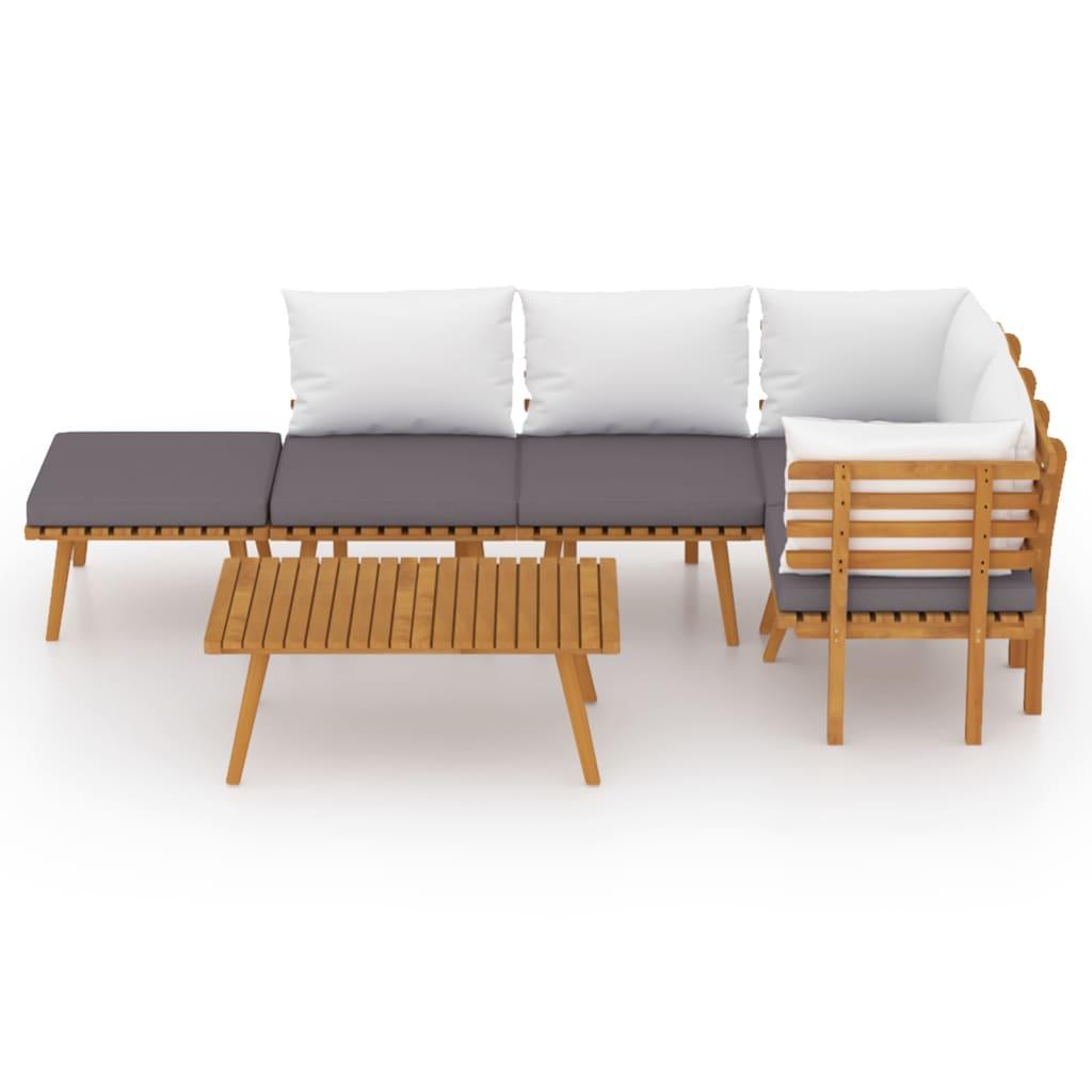 6 Piece Patio Lounge Set with Cushions Solid Acacia Wood at Set Shop and Smile