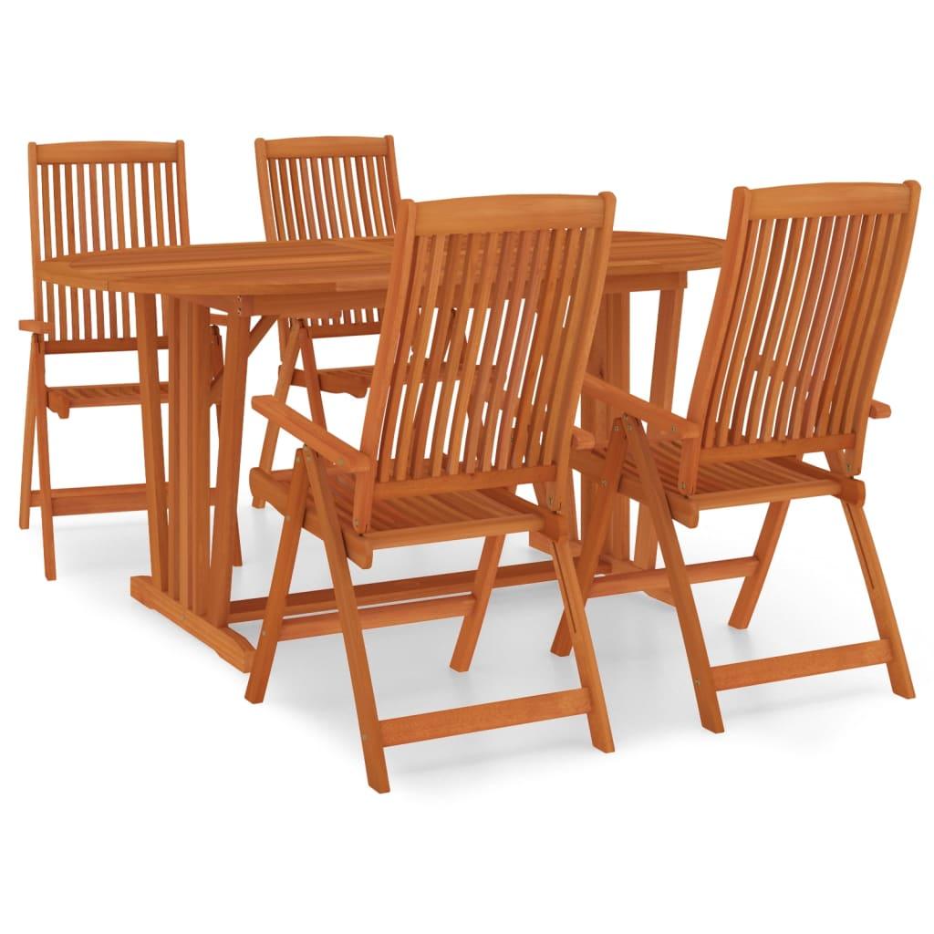 5 Piece Patio Dining Set Solid Wood Eucalyptus at Set Shop and Smile