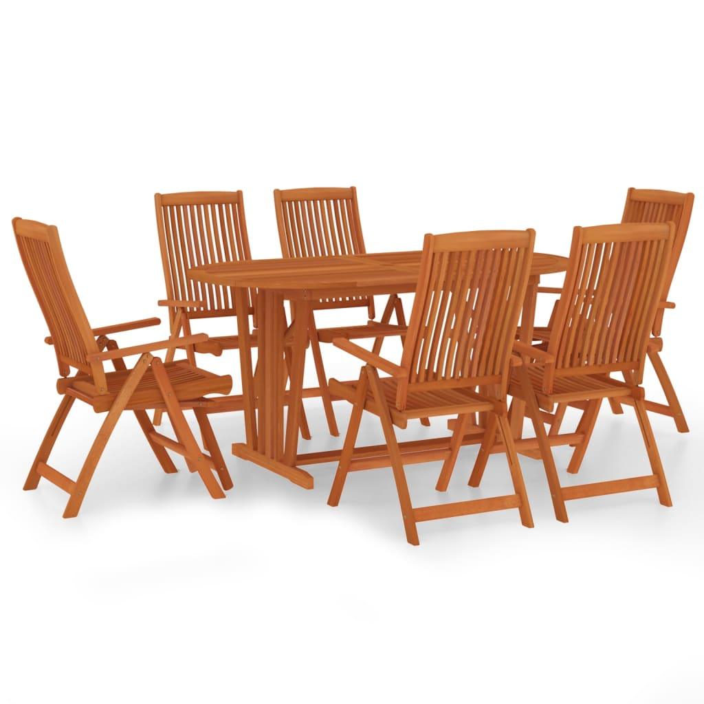 7 Piece Patio Dining Set Solid Wood Eucalyptus at Set Shop and Smile