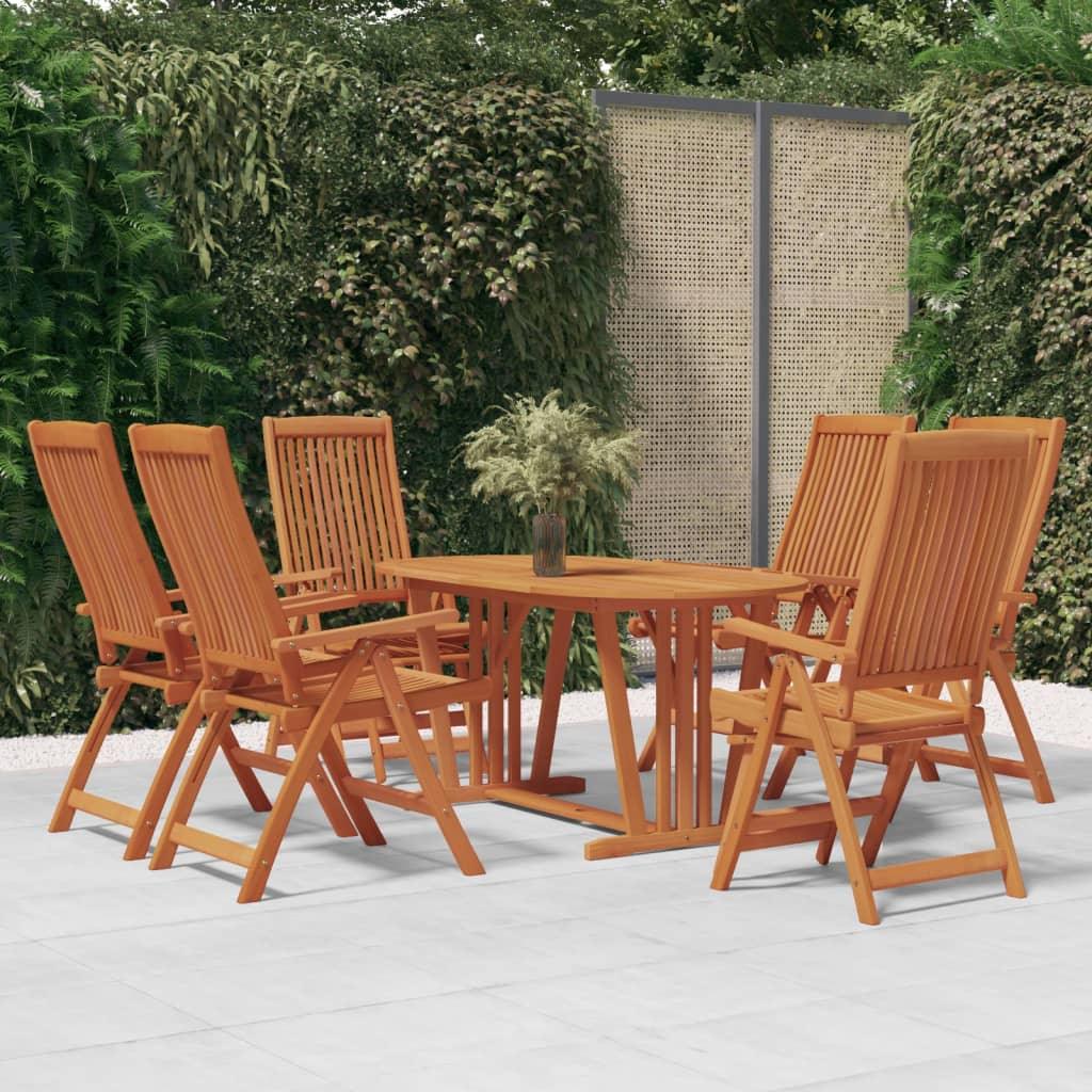 7 Piece Patio Dining Set Solid Wood Eucalyptus at Set Shop and Smile