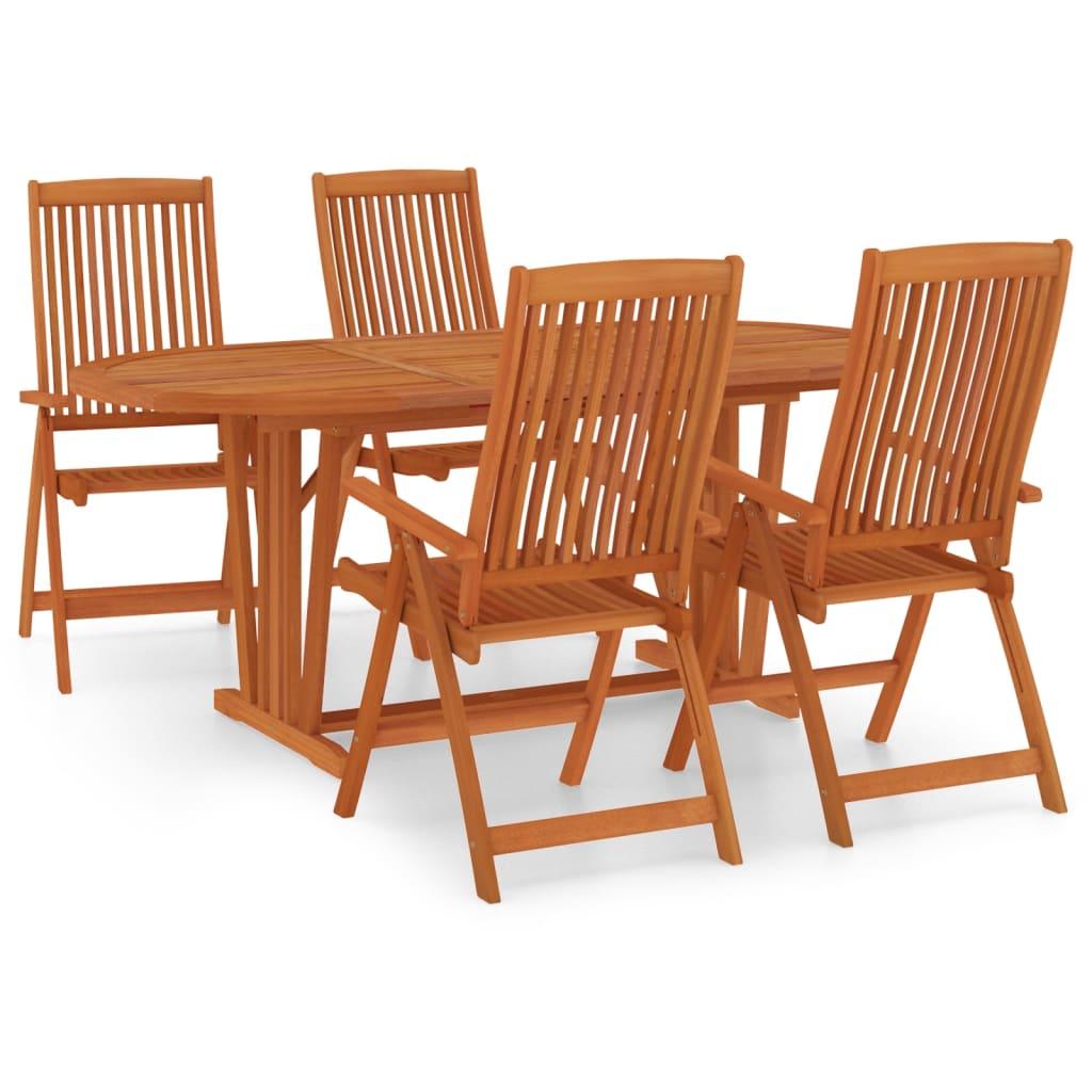 5 Piece Patio Dining Set Solid Wood Eucalyptus at Set Shop and Smile