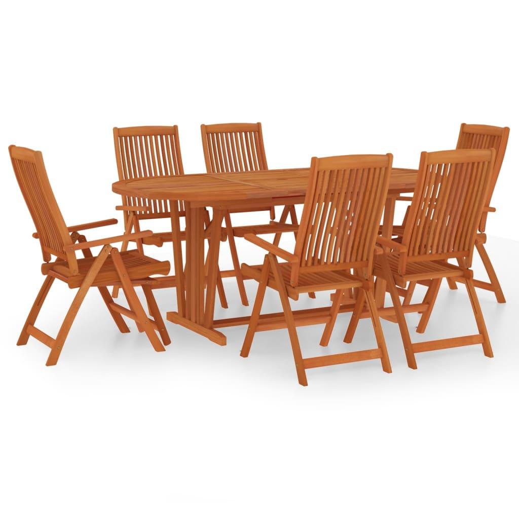 7 Piece Patio Dining Set Solid Wood Eucalyptus at Set Shop and Smile