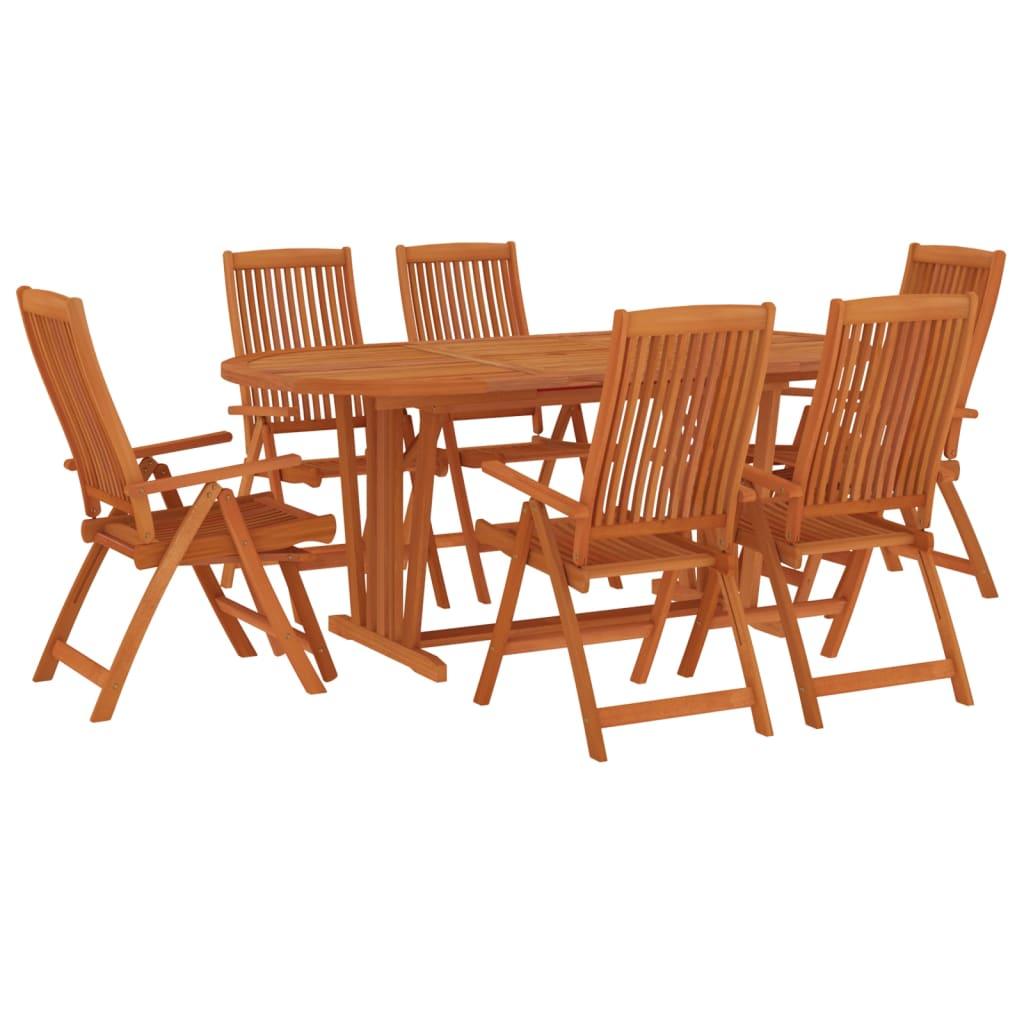 7 Piece Patio Dining Set Solid Wood Eucalyptus at Set Shop and Smile