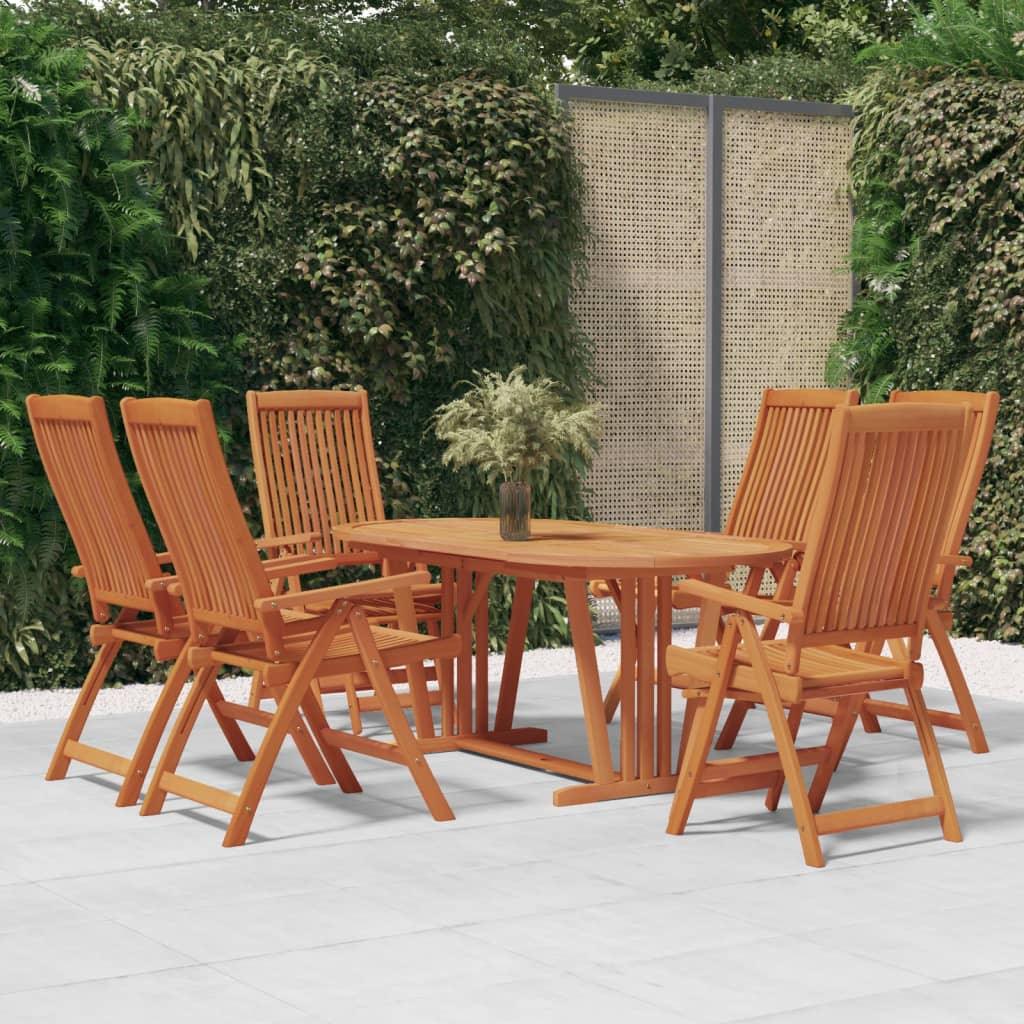 7 Piece Patio Dining Set Solid Wood Eucalyptus at Set Shop and Smile
