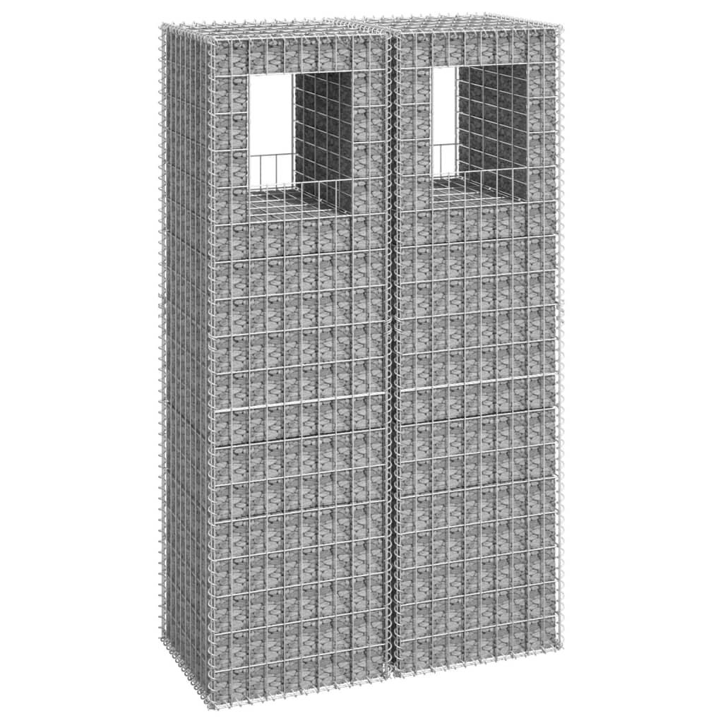 Gabion Basket Posts 2 pcs 19.7"x19.7"x70.9" Iron at Set Shop and Smile