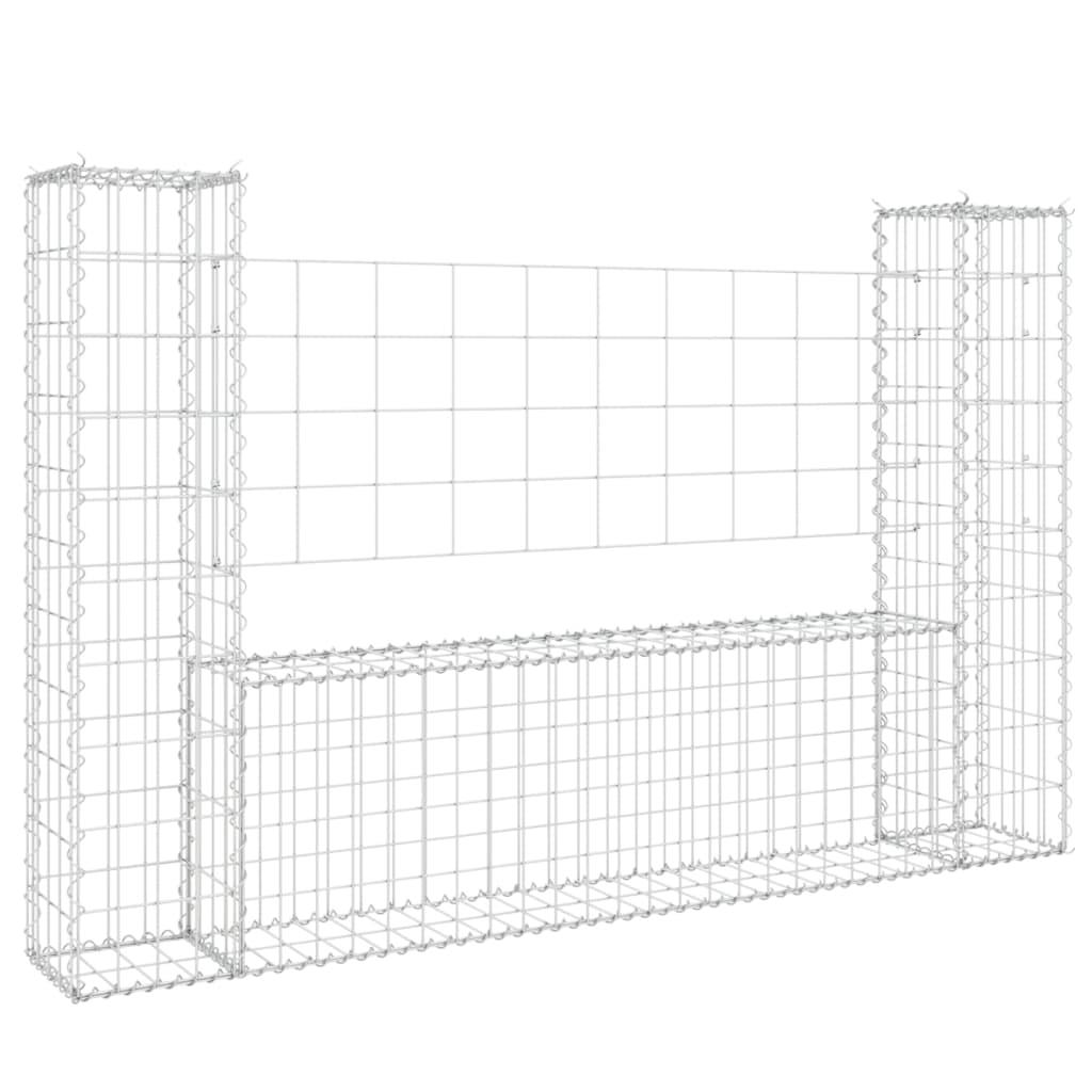U-shape Gabion Basket with 2 Posts Iron 55.1"x7.9"x39.4" at Set Shop and Smile