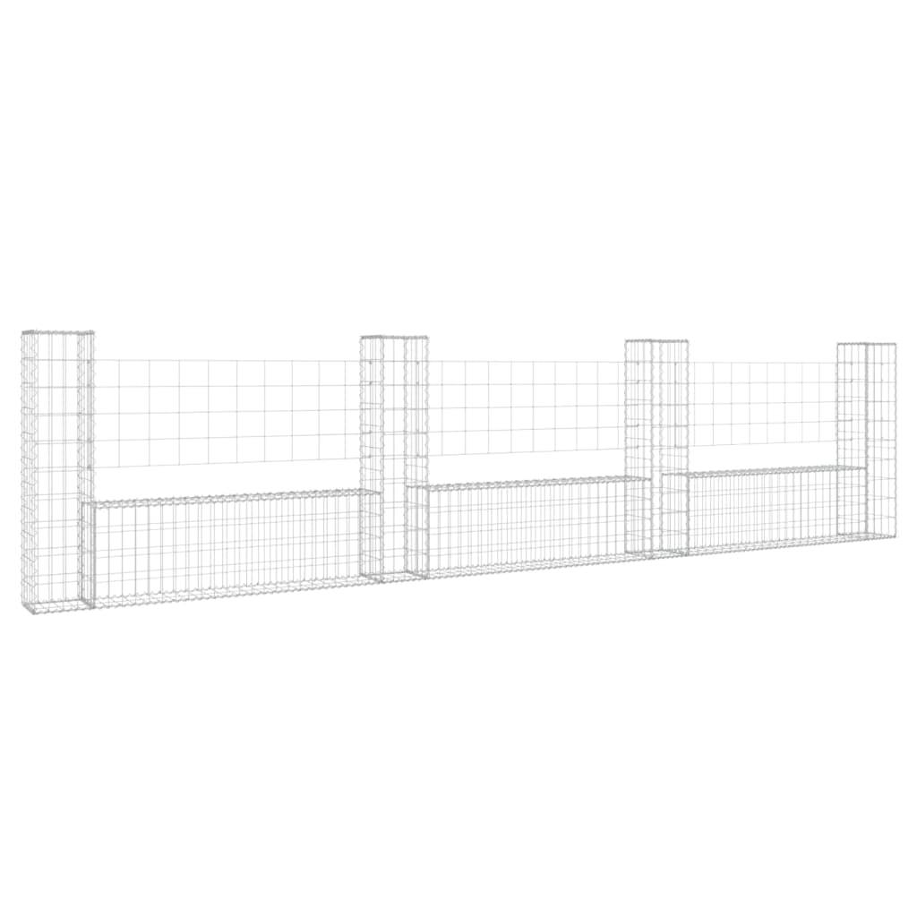 U-shape Gabion Basket with 4 Posts Iron 149.6"x7.9"x39.4" at Set Shop and Smile