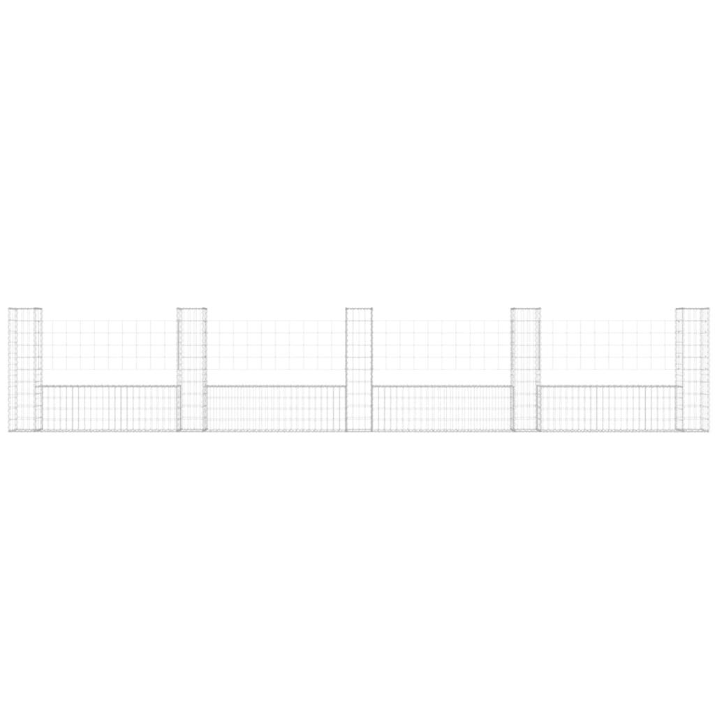 U-shape Gabion Basket with 5 Posts Iron 196.9"x7.9"x39.4" at Set Shop and Smile