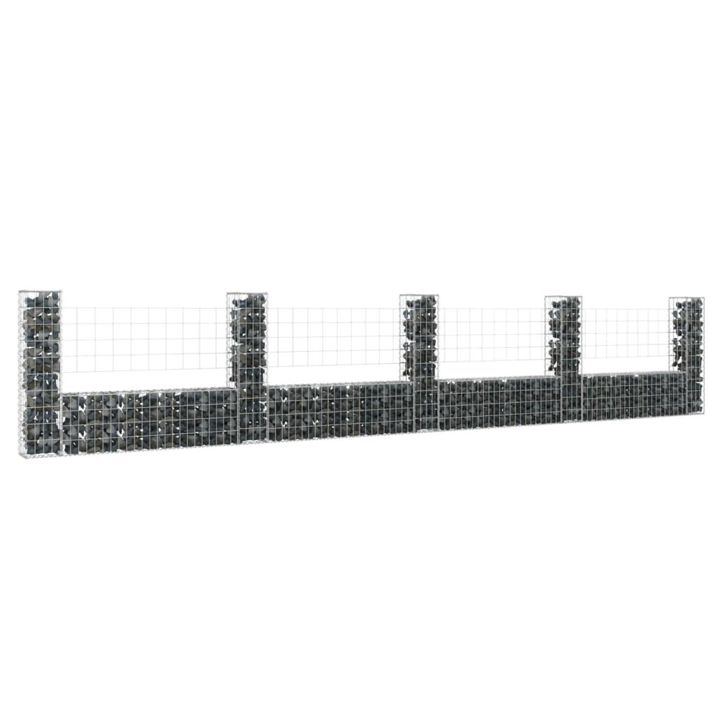 U-shape Gabion Basket with 5 Posts Iron 196.9"x7.9"x39.4" at Set Shop and Smile