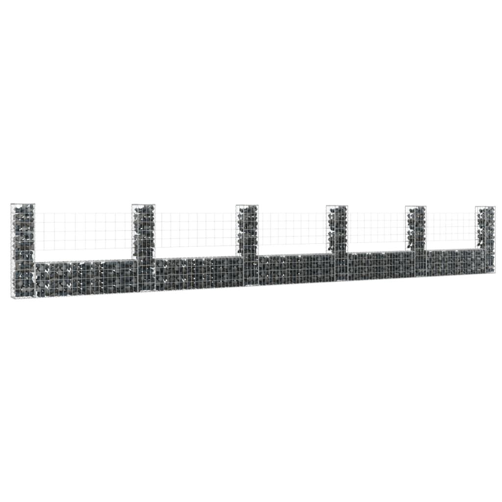 U-shape Gabion Basket with 6 Posts Iron 244.1"x7.9"x39.4" at Set Shop and Smile