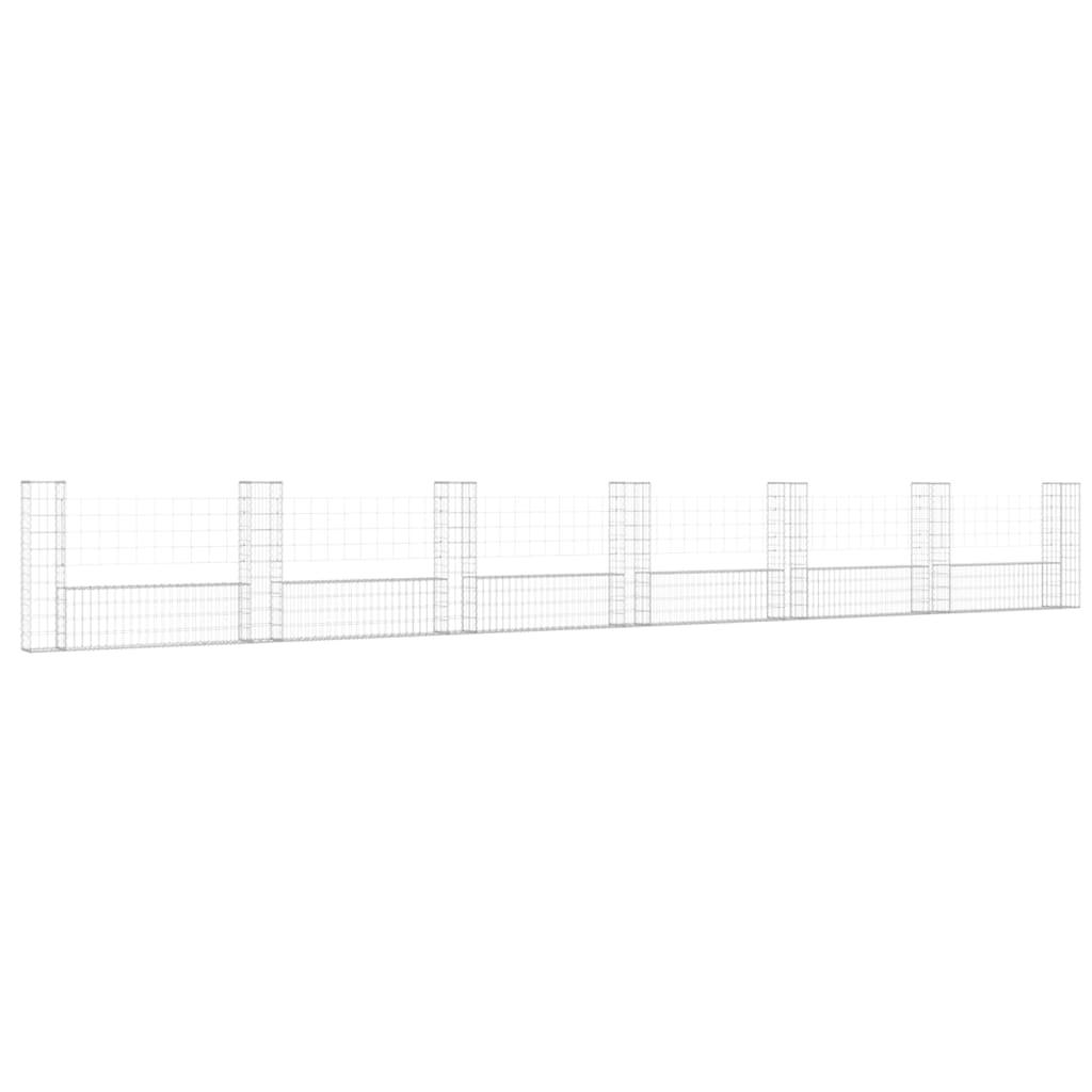 U-shape Gabion Basket with 7 Posts Iron 291.3"x7.9"x39.4" at Set Shop and Smile