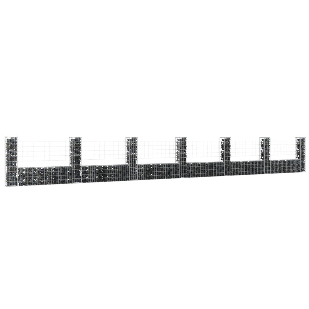U-shape Gabion Basket with 7 Posts Iron 291.3"x7.9"x39.4" at Set Shop and Smile