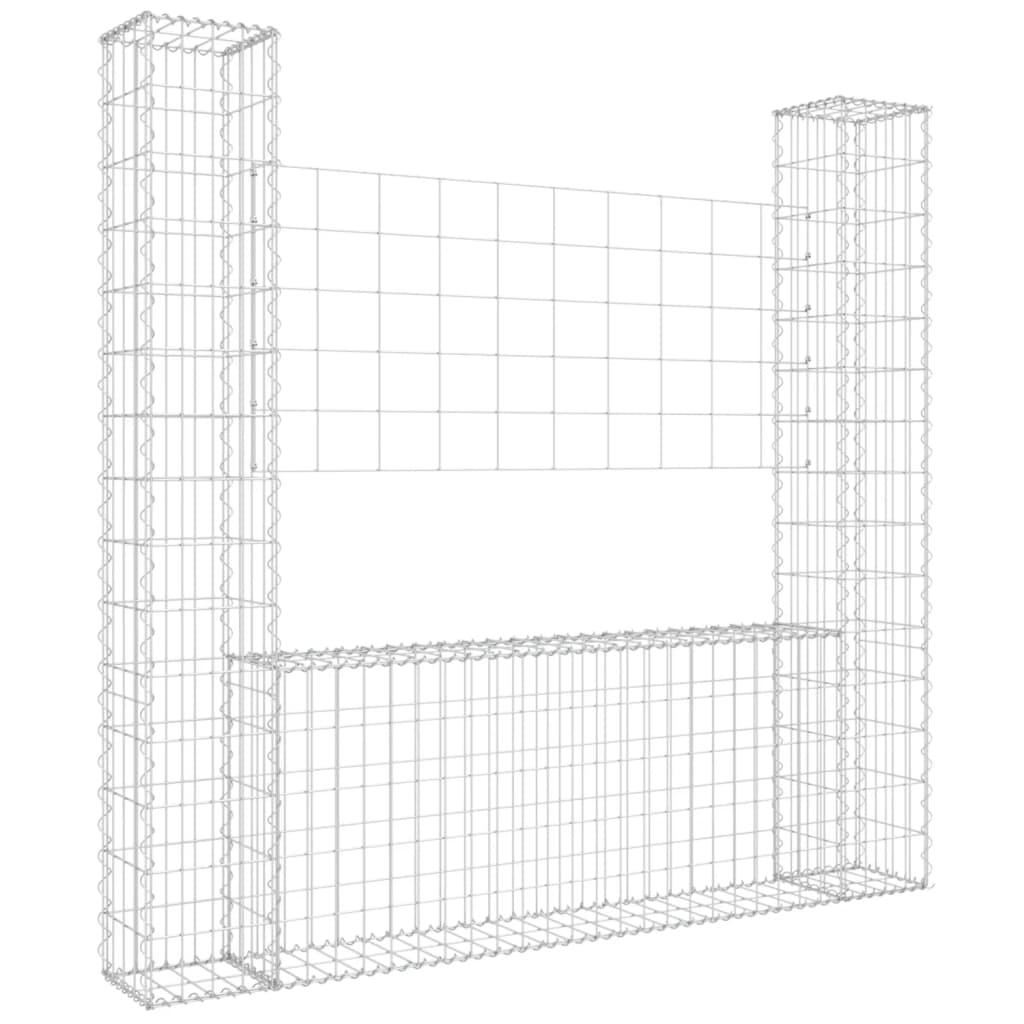 U-shape Gabion Basket with 2 Posts Iron 55.1"x7.9"x59.1" at Set Shop and Smile