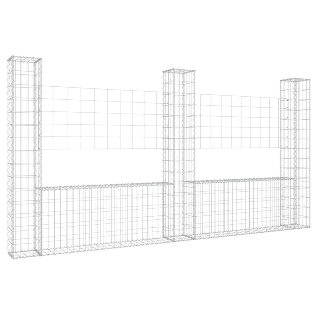 U-shape Gabion Basket with 3 Posts Iron 102.4"x7.9"x59.1" at Set Shop and Smile