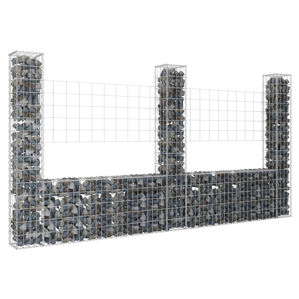 U-shape Gabion Basket with 3 Posts Iron 102.4"x7.9"x59.1" at Set Shop and Smile