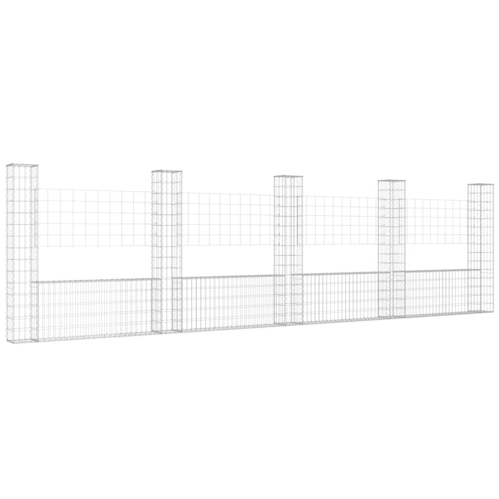 U-shape Gabion Basket with 5 Posts Iron 196.9"x7.9"x59.1" at Set Shop and Smile