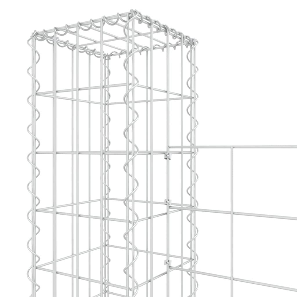 U-shape Gabion Basket with 5 Posts Iron 196.9"x7.9"x59.1" at Set Shop and Smile
