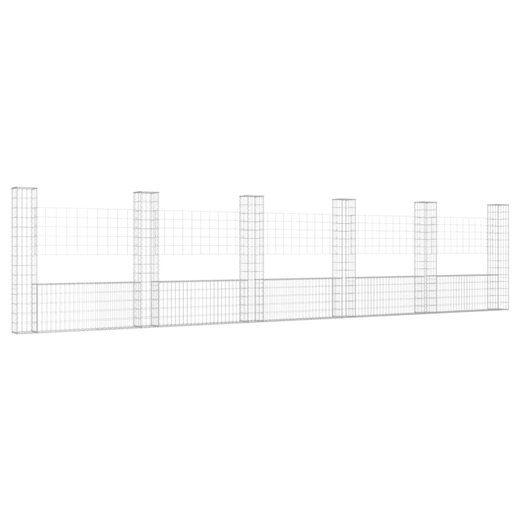 U-shape Gabion Basket with 6 Posts Iron 244.1"x7.9"x59.1" at Set Shop and Smile