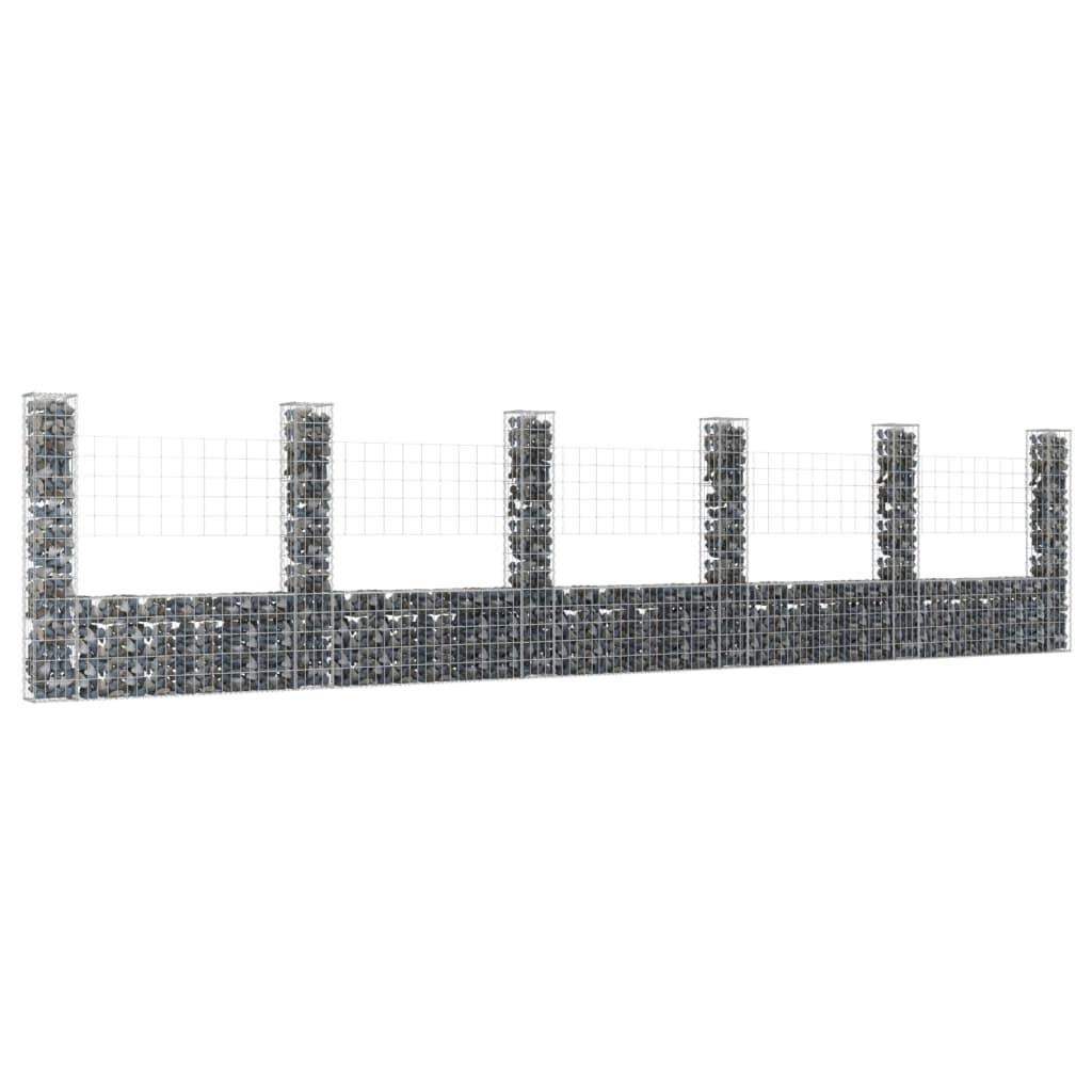U-shape Gabion Basket with 6 Posts Iron 244.1"x7.9"x59.1" at Set Shop and Smile