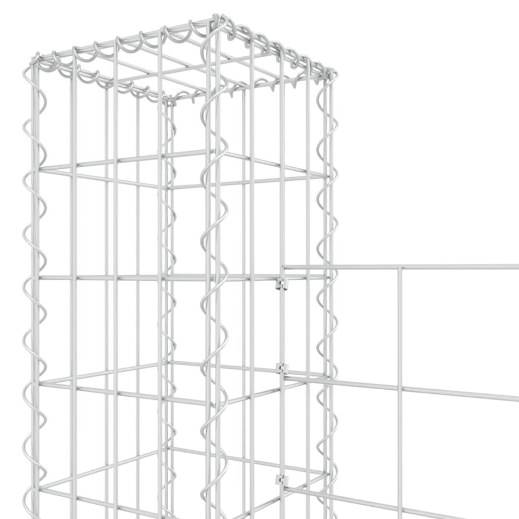 U-shape Gabion Basket with 6 Posts Iron 244.1"x7.9"x78.7" at Set Shop and Smile