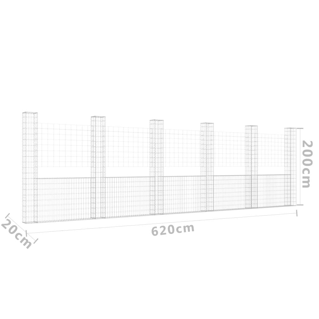 U-shape Gabion Basket with 6 Posts Iron 244.1"x7.9"x78.7" at Set Shop and Smile