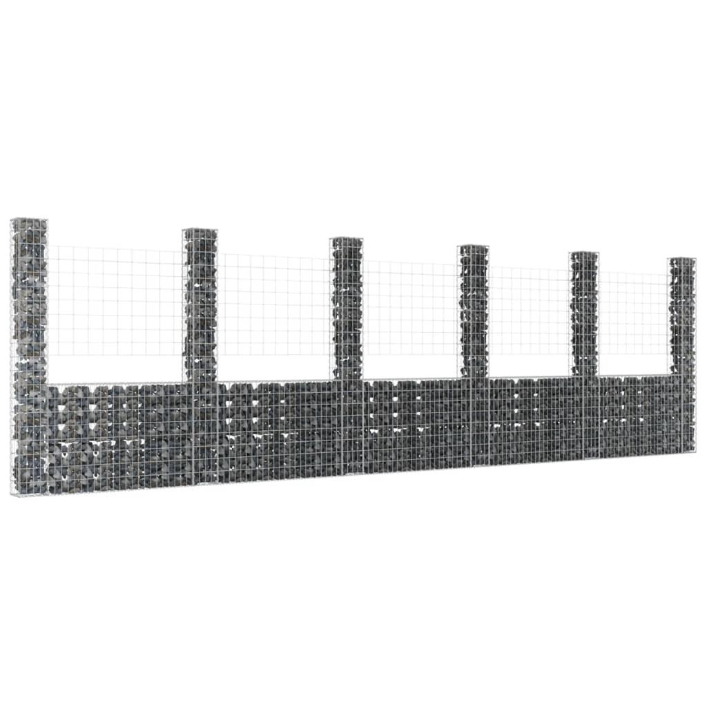 U-shape Gabion Basket with 6 Posts Iron 244.1"x7.9"x78.7" at Set Shop and Smile