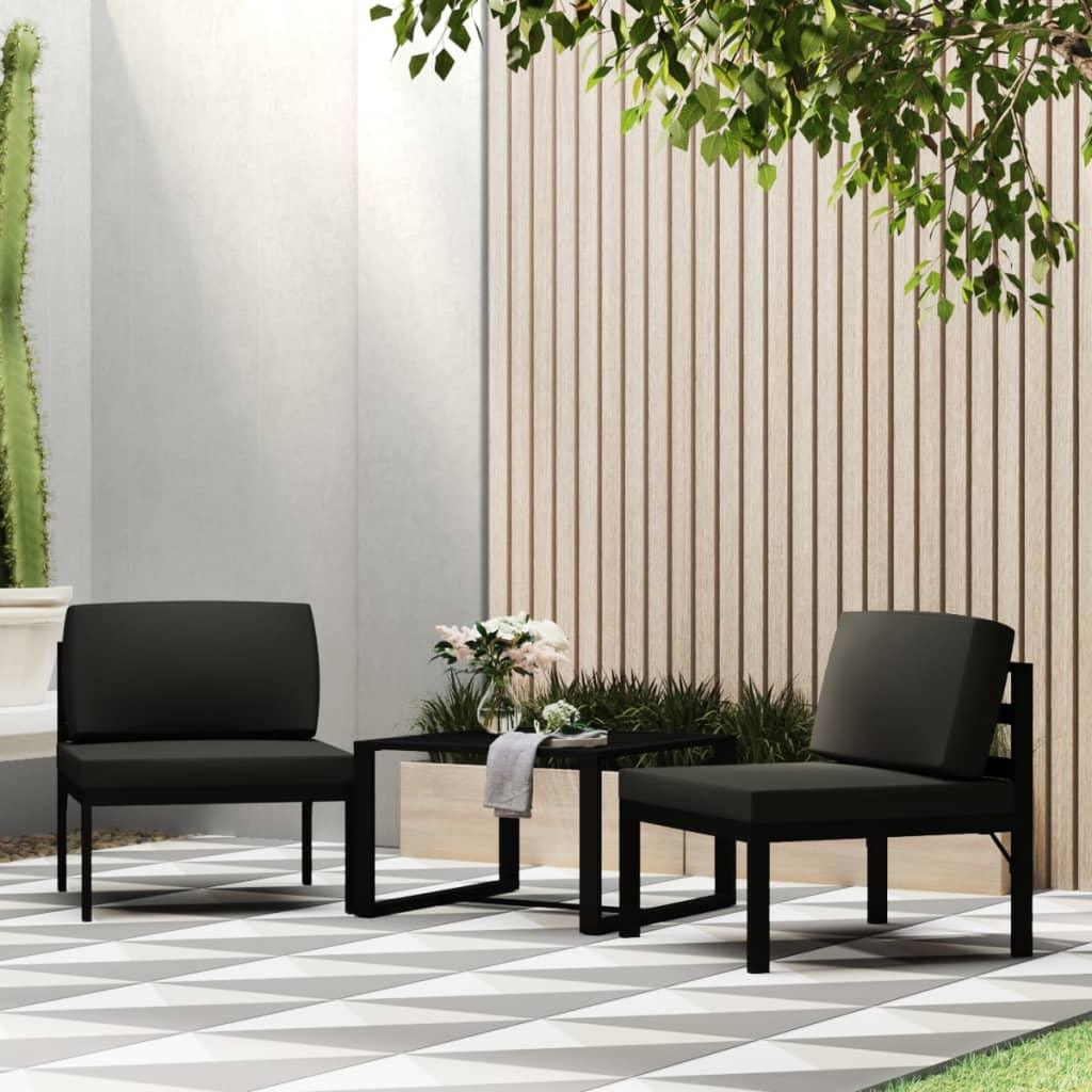 3 Piece Patio Sofa Set with Cushions Aluminum Anthracite at Set Shop and Smile