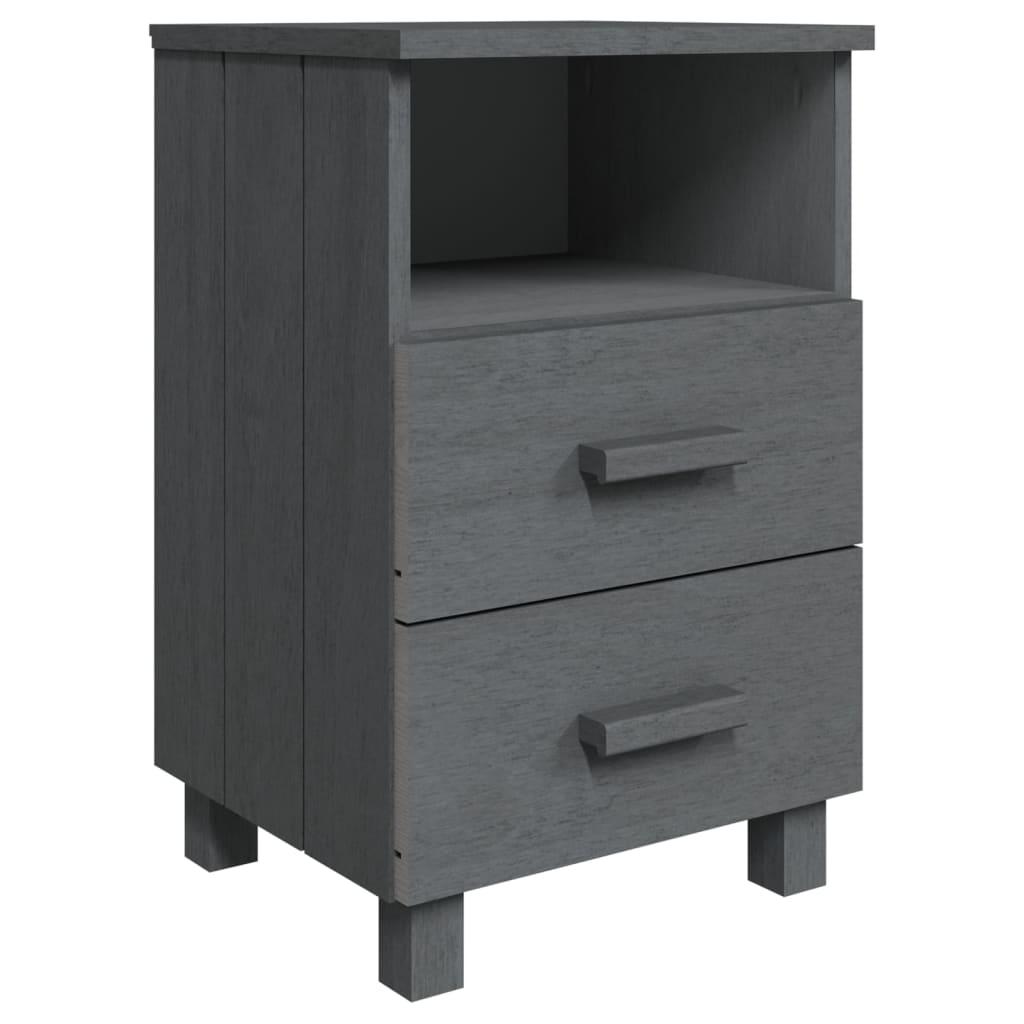 Bedside Cabinet Dark Gray 15.7"x13.8"x24.4" Solid Wood Pine at Set Shop and Smile