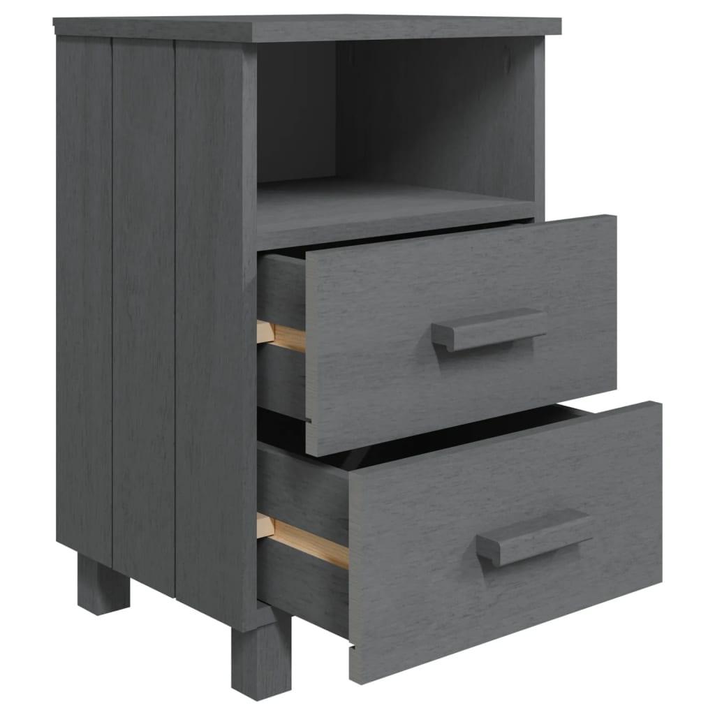 Bedside Cabinet Dark Gray 15.7"x13.8"x24.4" Solid Wood Pine at Set Shop and Smile