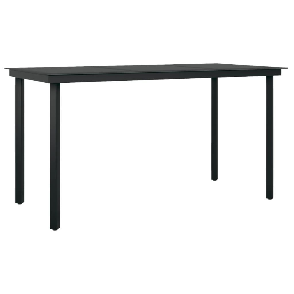 Patio Dining Table Black 55.1"x27.6"x29.1" Steel and Glass at Set Shop and Smile