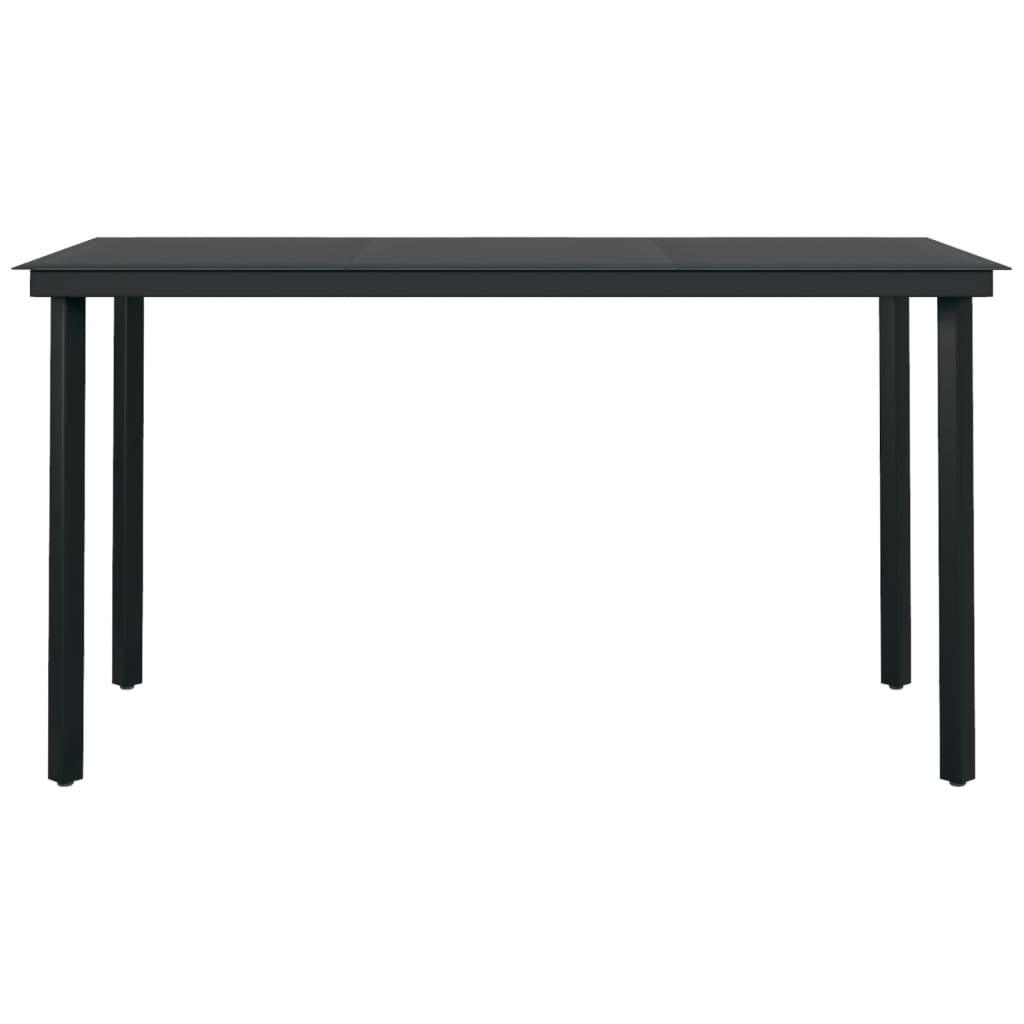 Patio Dining Table Black 55.1"x27.6"x29.1" Steel and Glass at Set Shop and Smile