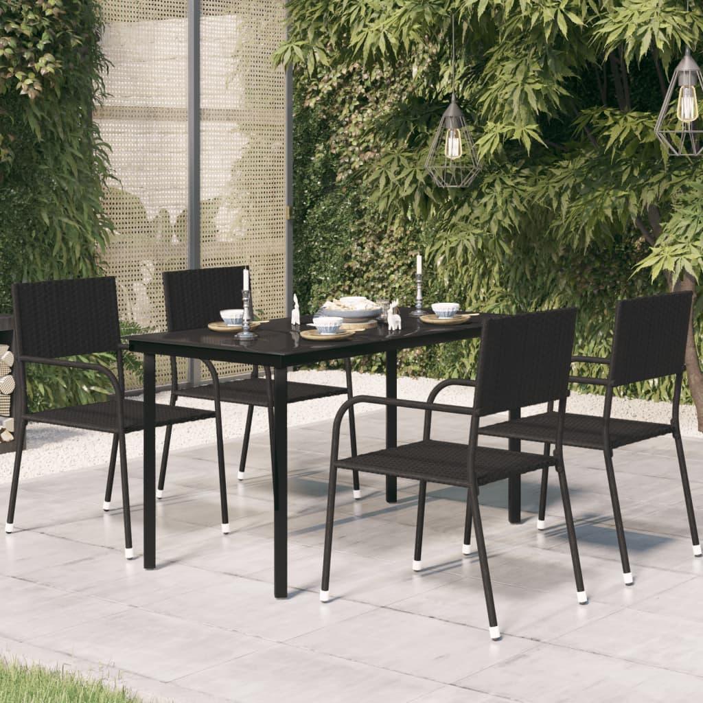Patio Dining Table Black 55.1"x27.6"x29.1" Steel and Glass at Set Shop and Smile