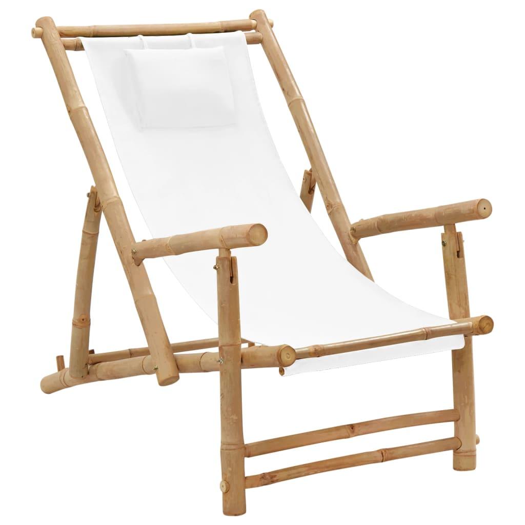 Deck Chair Bamboo and Canvas Cream White at Set Shop and Smile