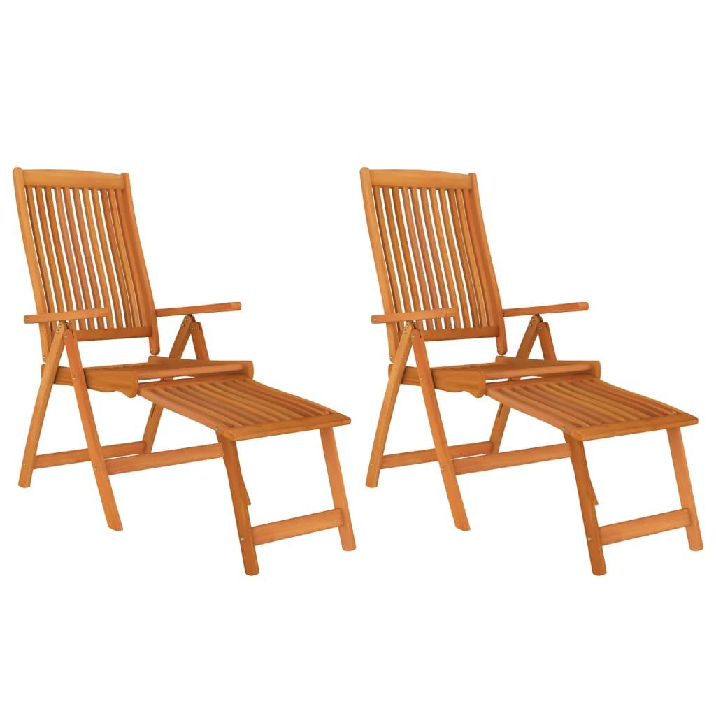 Folding Patio Chairs with Footrests 2 pcs Solid Wood Eucalyptus at Set Shop and Smile
