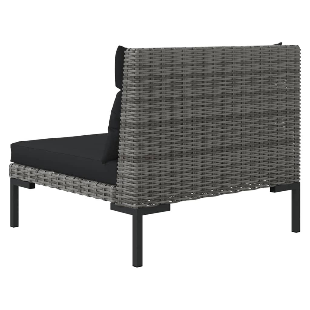 3 Piece Patio Lounge Set Dark Gray Half Round Poly Rattan at Set Shop and Smile