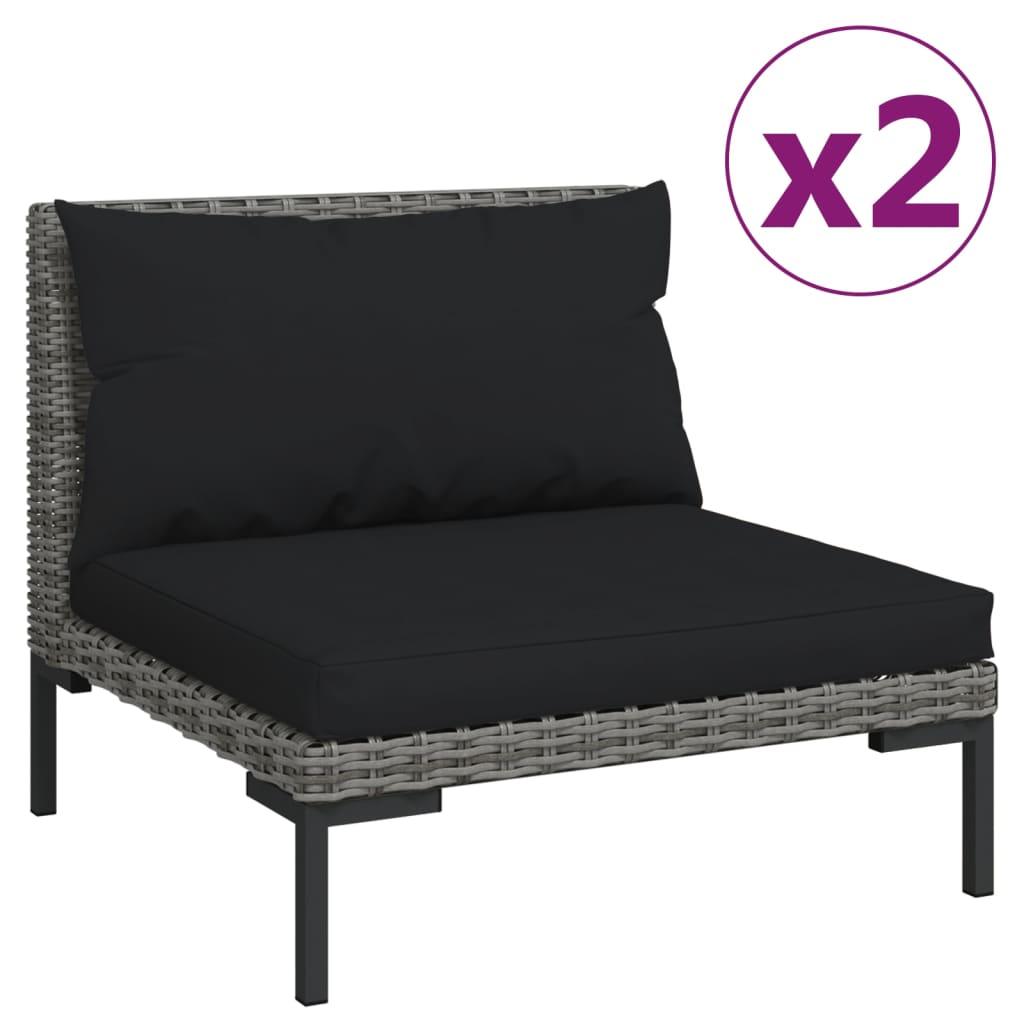 3 Piece Patio Lounge Set Dark Gray Half Round Poly Rattan at Set Shop and Smile