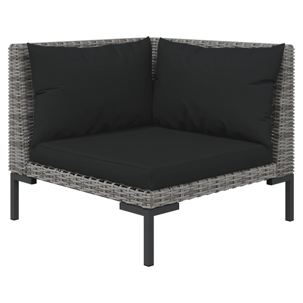 3 Piece Patio Lounge Set Dark Gray Half Round Poly Rattan at Set Shop and Smile