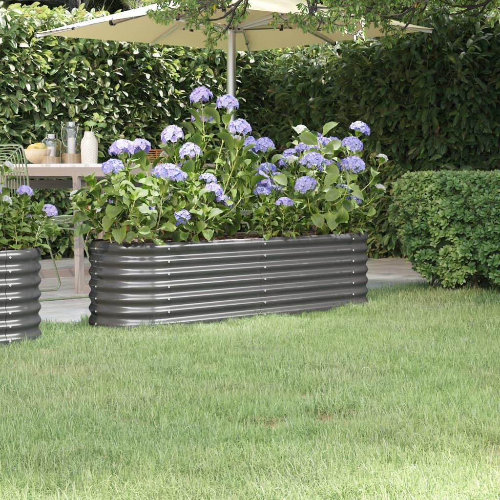 Garden Raised Bed Powder-coated Steel 59.8"x15.7"x14.2" Gray at Set Shop and Smile