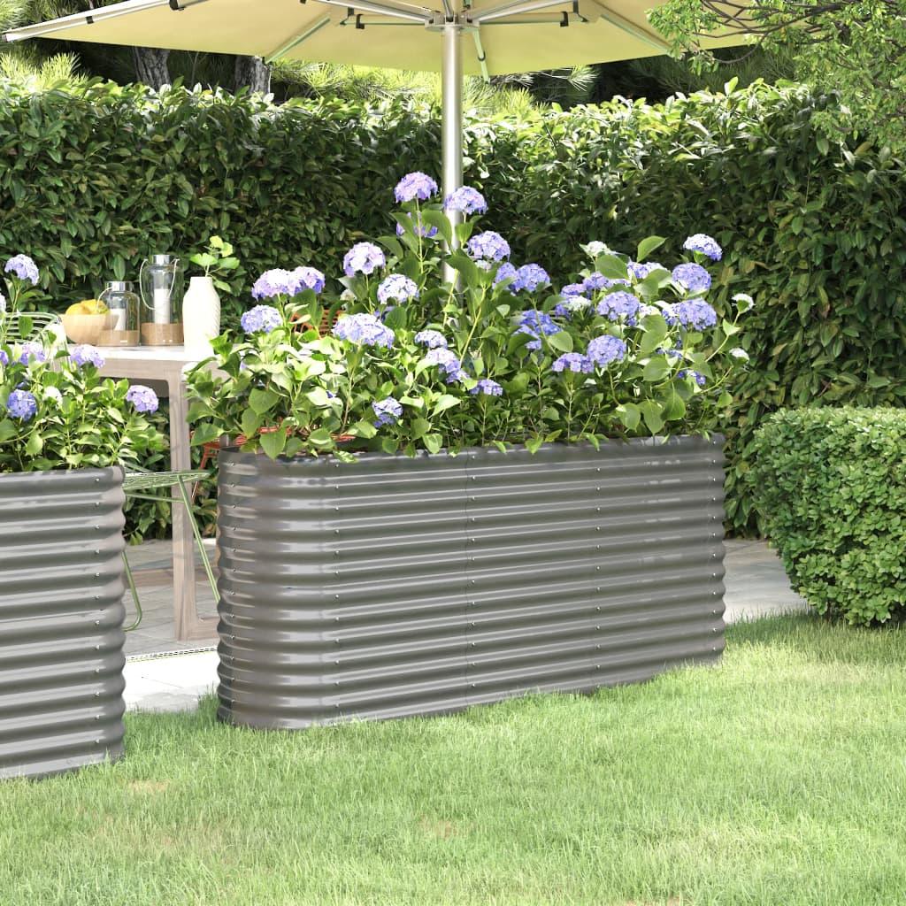 Garden Raised Bed Powder-coated Steel 59.8"x15.7"x26.8" Gray at Set Shop and Smile