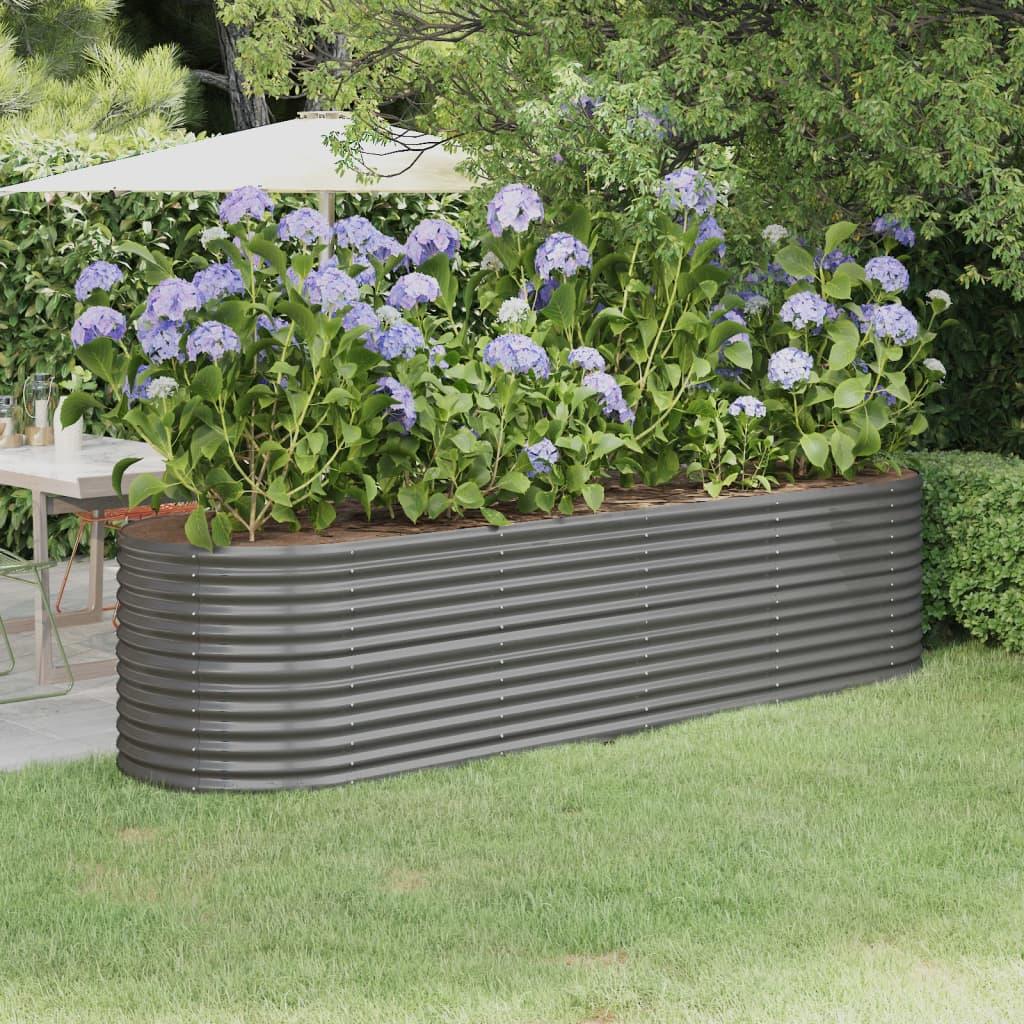 Garden Raised Bed Powder-coated Steel 116.5"x31.5"x26.8" Gray at Set Shop and Smile