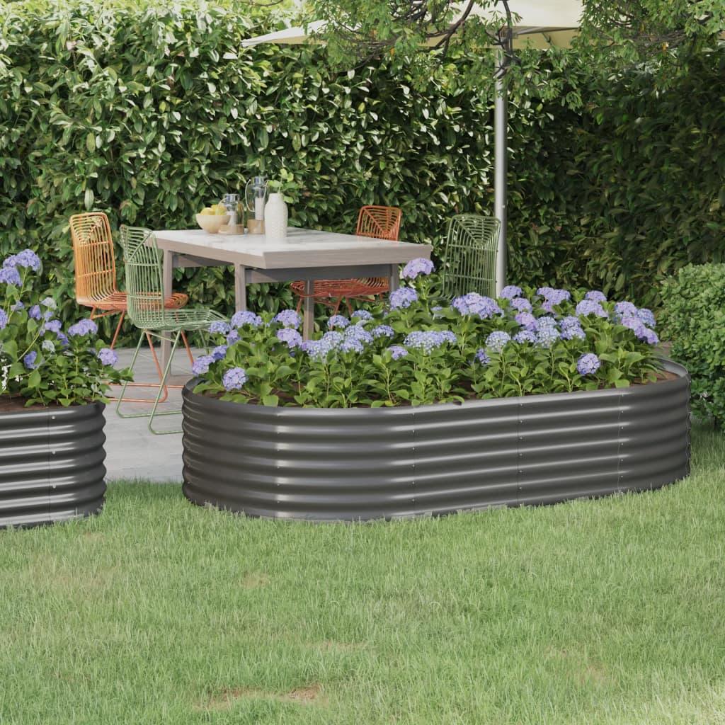 Garden Raised Bed Powder-coated Steel 68.9"x39.4"x14.2" Gray at Set Shop and Smile