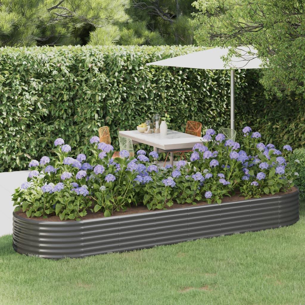 Garden Raised Bed Powder-coated Steel 126.8"x39.4"x14.2" Gray at Set Shop and Smile