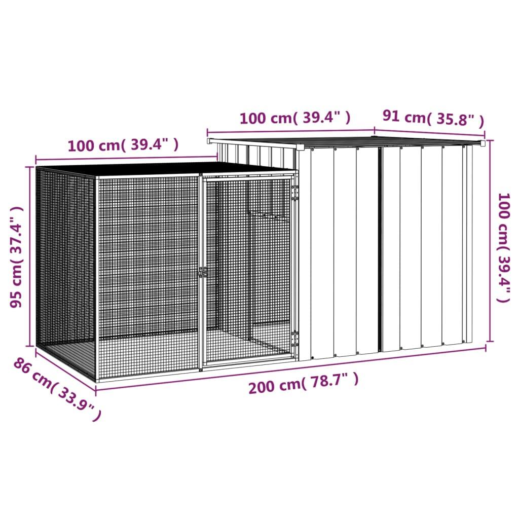 Chicken Cage Gray 78.7"x35.8"x39.4" Galvanized Steel at Set Shop and Smile
