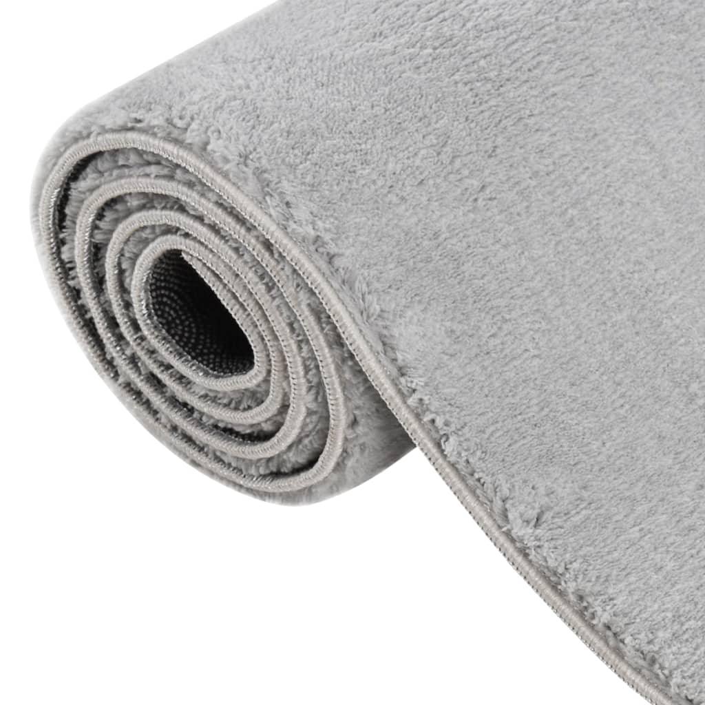 Washable Rug Soft Fluffy Short Pile 63"x90.6" Anti Slip Gray at Set Shop and Smile