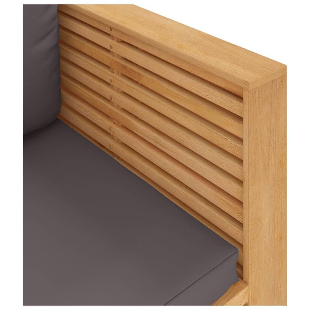 Patio Sofa Chair with Dark Gray Cushions Solid Wood Teak at Set Shop and Smile