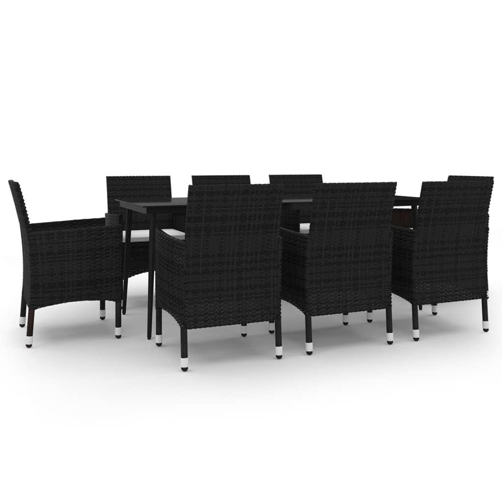 9 Piece Patio Dining Set with Cushions Poly Rattan and Glass at Set Shop and Smile