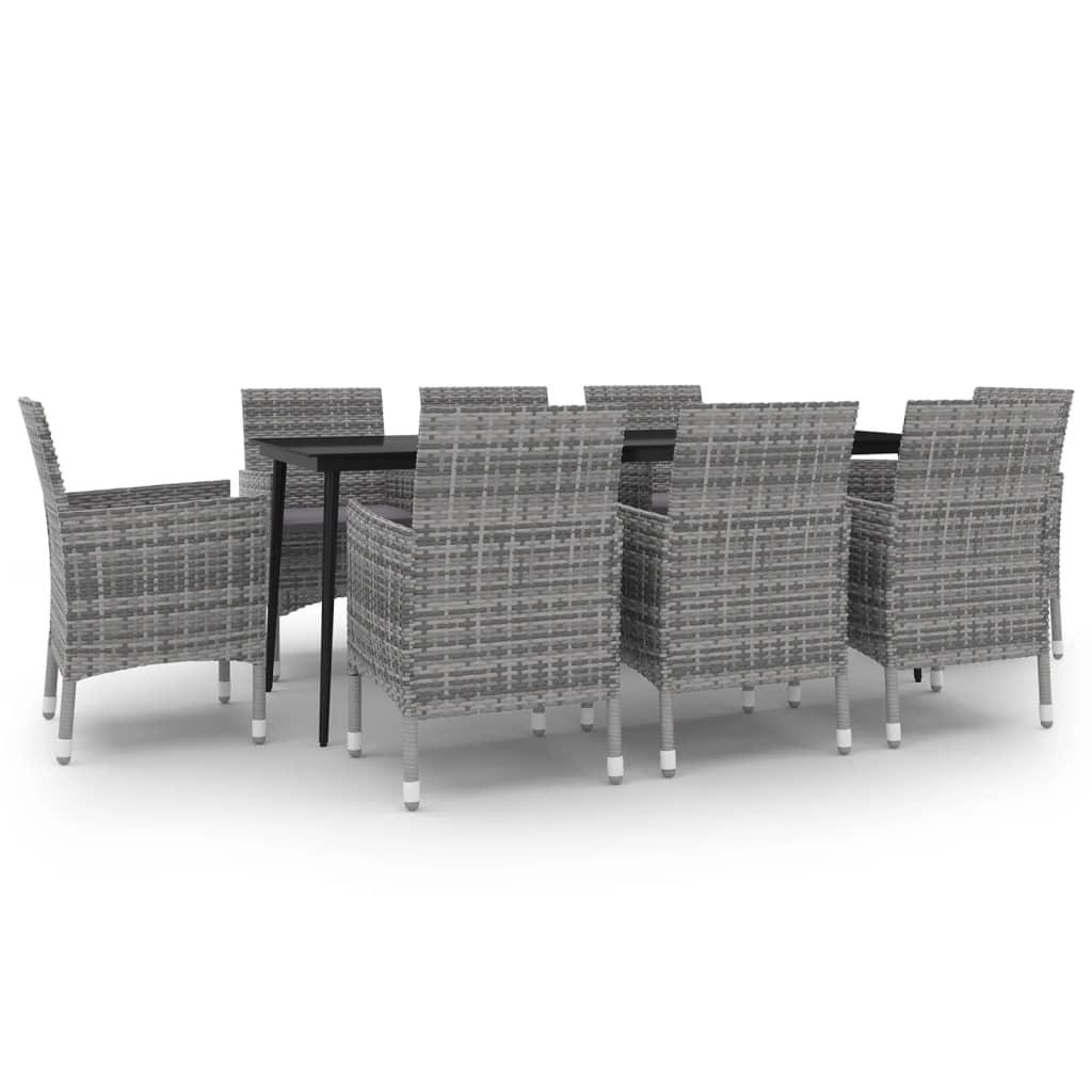 9 Piece Patio Dining Set with Cushions Poly Rattan and Glass at Set Shop and Smile