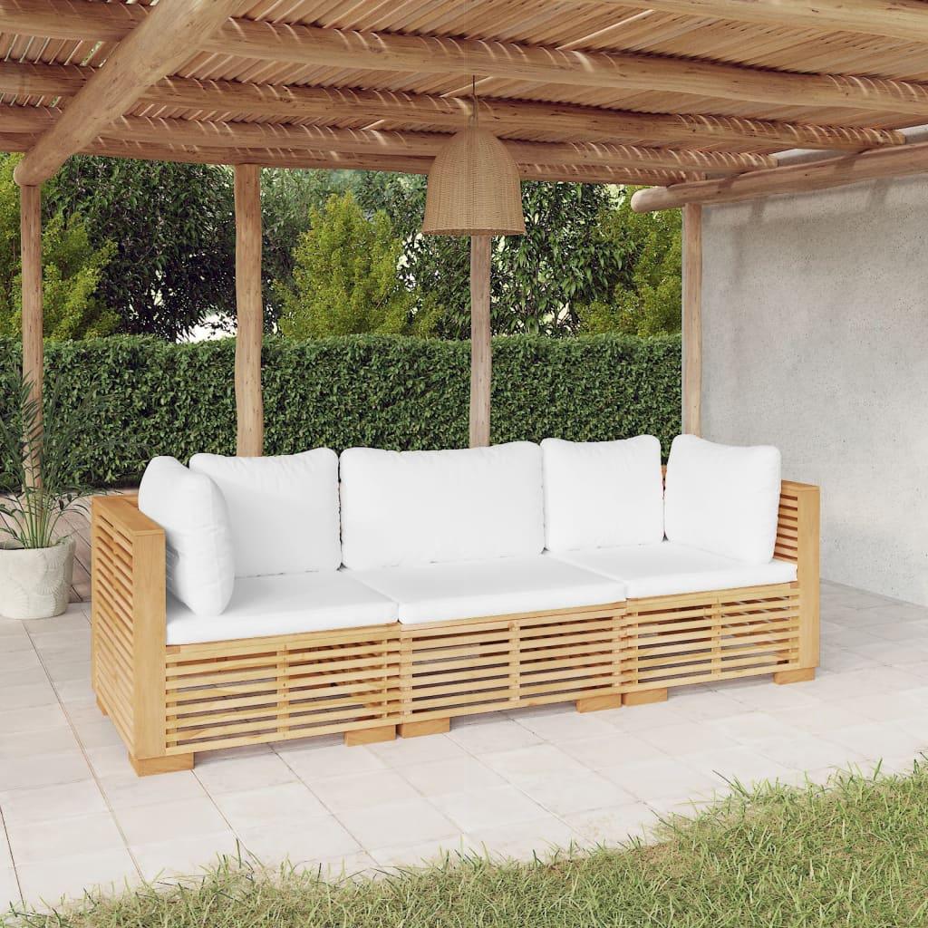 3 Piece Patio Lounge Set with Cushions Solid Wood Teak at Set Shop and Smile