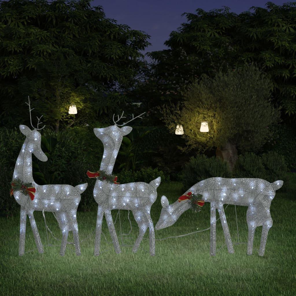 Christmas Reindeer Family 106.3"x2.8"x35.4" Silver Cold White Mesh at Set Shop and Smile