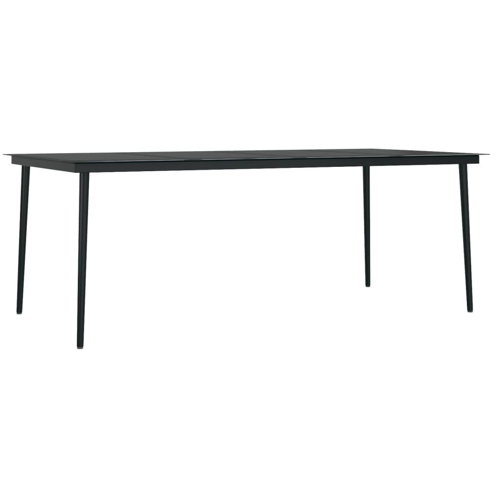 Patio Dining Table Black 78.7"x39.4"x29.1" Steel and Glass at Set Shop and Smile
